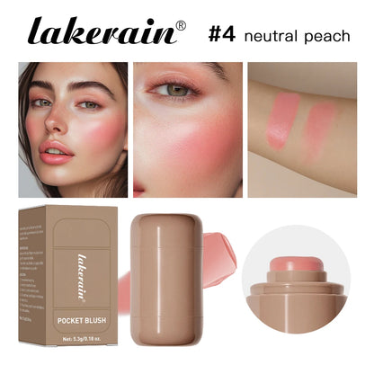 Colorete en Barra 3 en 1 Lakerain – Hidratante, Resistente al Agua y Multifunción para Mejillas, Labios y Contorno