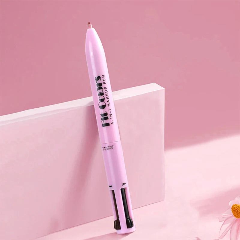 Pluma de Maquillaje 4 en 1 – Delineador de Ojos, Cejas, Iluminador y Perfilador de Labios | Todo en Uno y Portátil