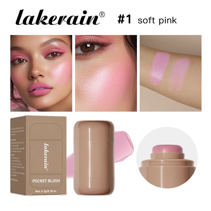 Colorete en Barra 3 en 1 Lakerain – Hidratante, Resistente al Agua y Multifunción para Mejillas, Labios y Contorno
