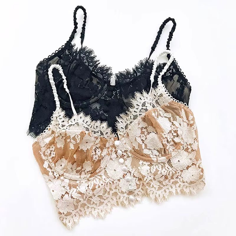 Bralette Sexy de Encaje Floral - Lencería Fina y Elegante para Mujer