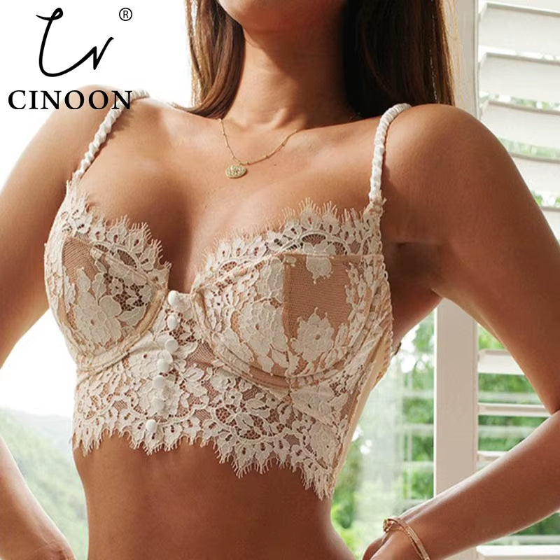 Bralette Sexy de Encaje Floral - Lencería Fina y Elegante para Mujer