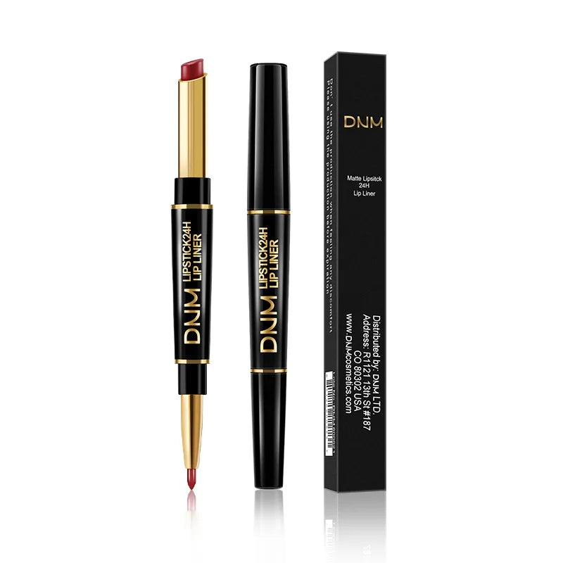 Lápiz Labial Mate 2 en 1 con Delineador – Doble Punta, Larga Duración e Impermeable | Set de 12 Colores DNM