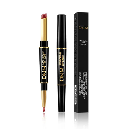Lápiz Labial Mate 2 en 1 con Delineador – Doble Punta, Larga Duración e Impermeable | Set de 12 Colores DNM