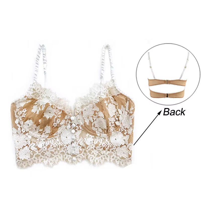 Bralette Sexy de Encaje Floral - Lencería Fina y Elegante para Mujer