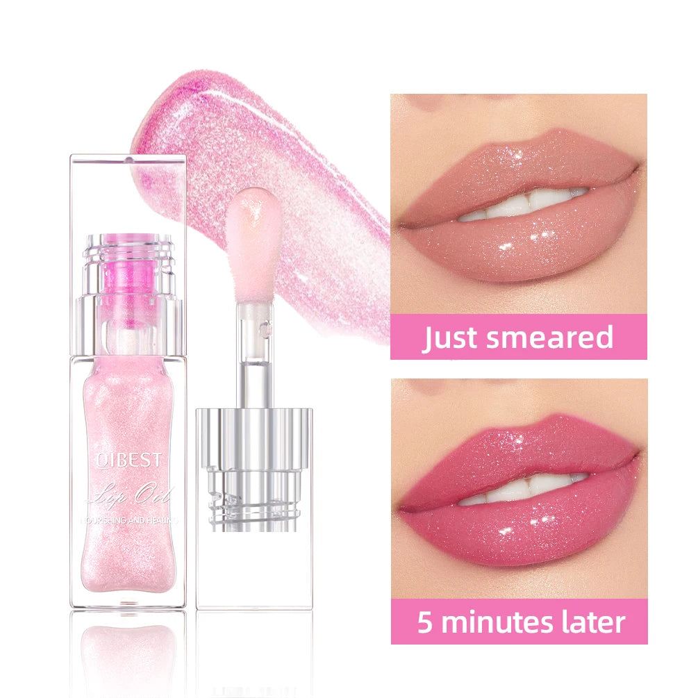 Aceite Labial Mágico QIBEST Cambia de Color – Brillo Hidratante, Bálsamo Transparente, Efecto Brillante e Impermeable