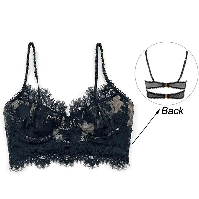 Bralette Sexy de Encaje Floral - Lencería Fina y Elegante para Mujer