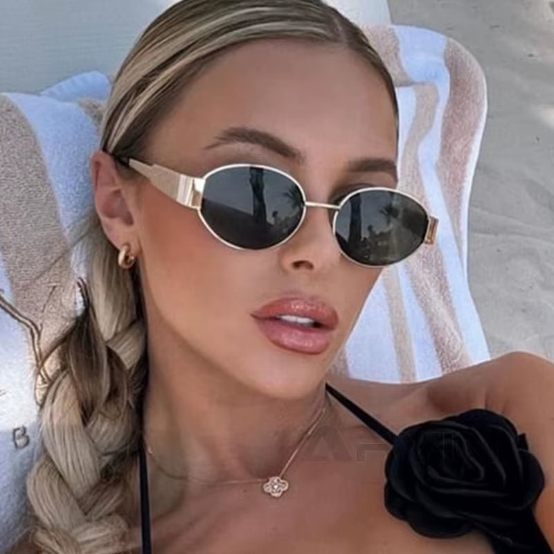 Gafas de Sol Retro UV400 – Estilo Vintage con Montura Metálica de Lujo para Mujer | Protección Total y Elegancia