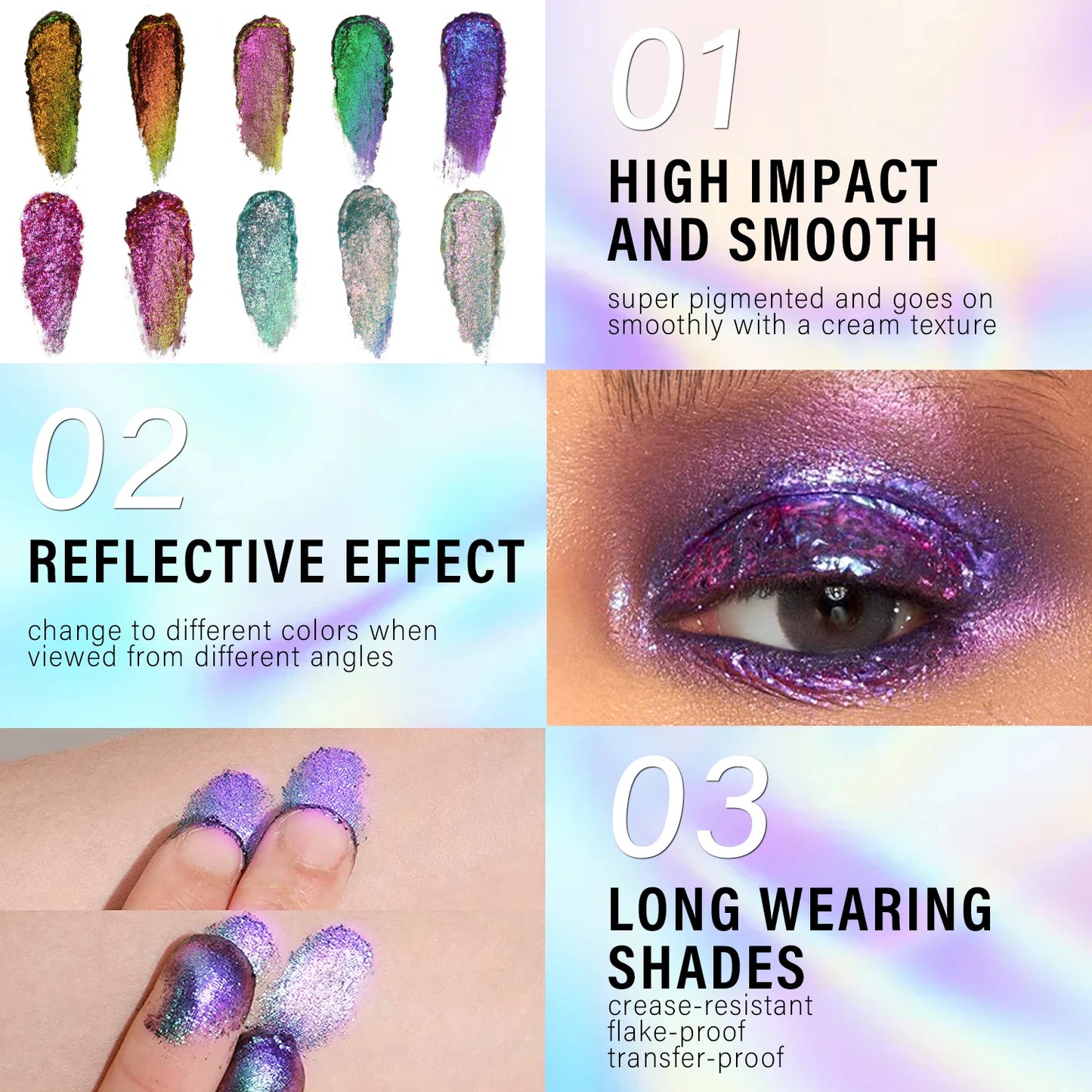 Sombra de Ojos en Gel Profesional Camaleón – Multicromo, Vegana, Alta Pigmentación y Larga Duración