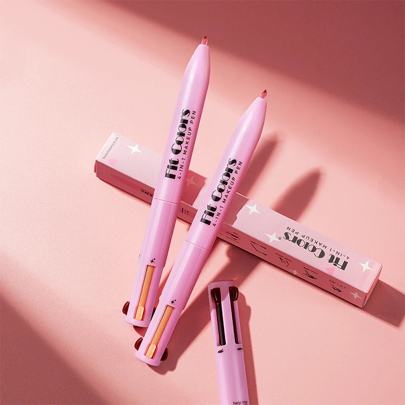 Pluma de Maquillaje 4 en 1 – Delineador de Ojos, Cejas, Iluminador y Perfilador de Labios | Todo en Uno y Portátil