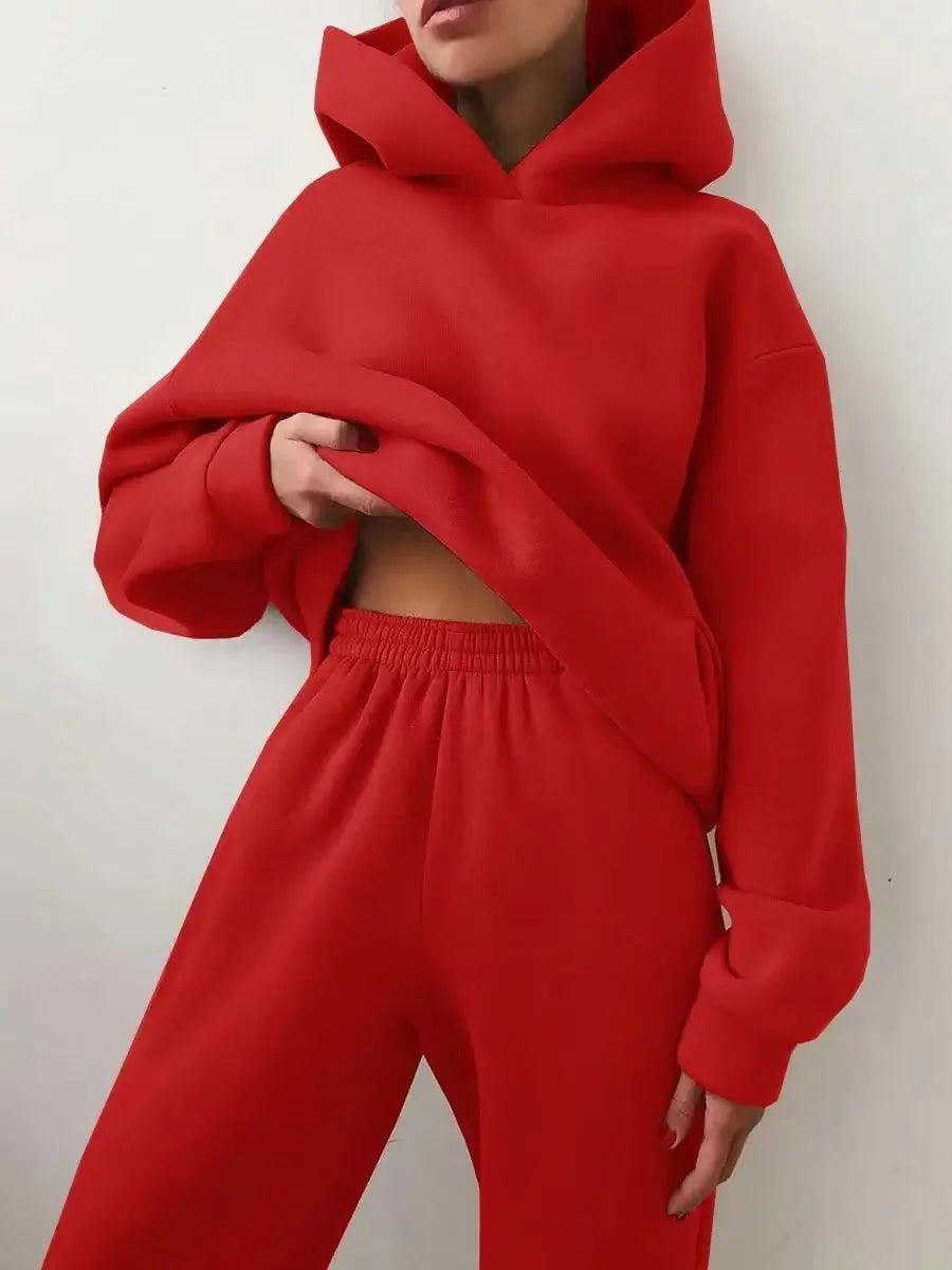 Conjunto Deportivo de Invierno para Mujer | Sudadera Oversize con Capucha + Pantalón Cómodo