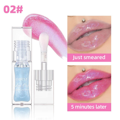 Aceite Labial Mágico QIBEST Cambia de Color – Brillo Hidratante, Bálsamo Transparente, Efecto Brillante e Impermeable