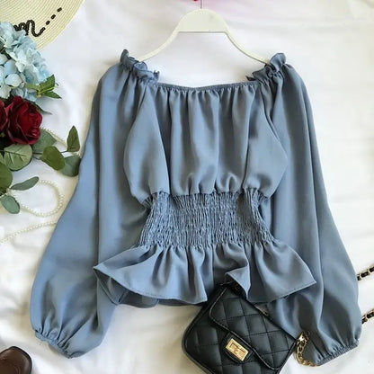 Blusa de Chifón con Hombros Descubiertos – Elegancia Juvenil