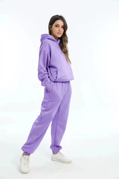 Conjunto Deportivo de Invierno para Mujer | Sudadera Oversize con Capucha + Pantalón Cómodo