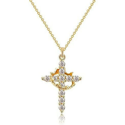 Collar con Cruz Giratoria en Oro Rosa – Acero Inoxidable de 50cm, Resistente al Agua, Estilo Elegante y Espiritual