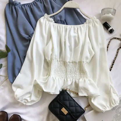 Blusa de Chifón con Hombros Descubiertos – Elegancia Juvenil