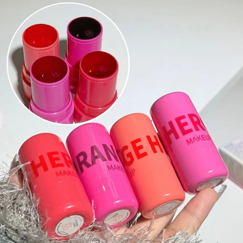 Strawberry Jelly Blush – Rubor y Labial 2 en 1, Look Natural y Duradero, Acabado Glossy