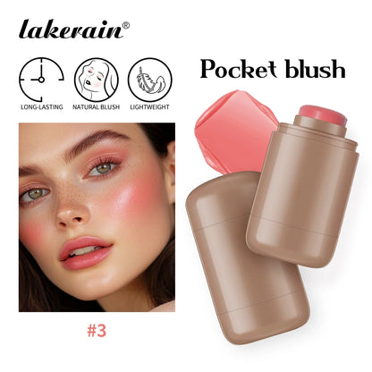 Colorete en Barra 3 en 1 Lakerain – Hidratante, Resistente al Agua y Multifunción para Mejillas, Labios y Contorno