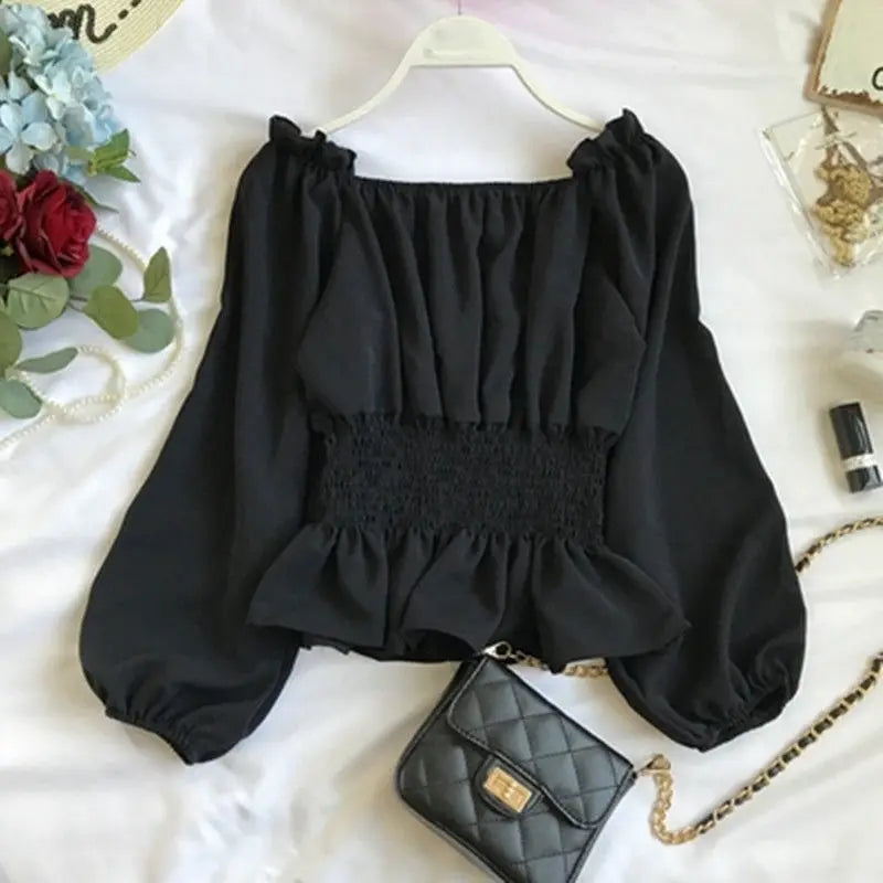 Blusa de Chifón con Hombros Descubiertos – Elegancia Juvenil