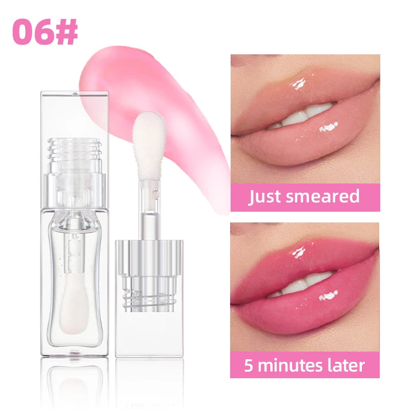 Aceite Labial Mágico QIBEST Cambia de Color – Brillo Hidratante, Bálsamo Transparente, Efecto Brillante e Impermeable