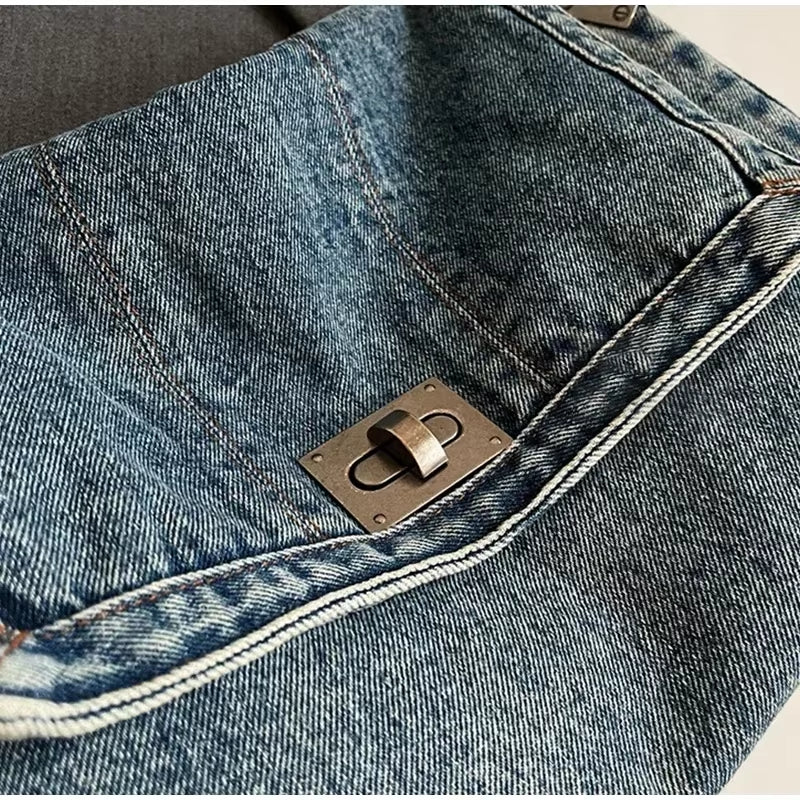 Bolso Vaquero de Hombro para Mujer – Estilo Vintage con Cadena Metálica