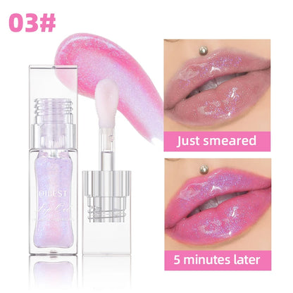Aceite Labial Mágico QIBEST Cambia de Color – Brillo Hidratante, Bálsamo Transparente, Efecto Brillante e Impermeable