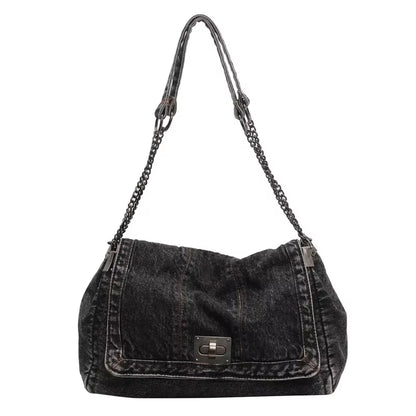 Bolso Vaquero de Hombro para Mujer – Estilo Vintage con Cadena Metálica