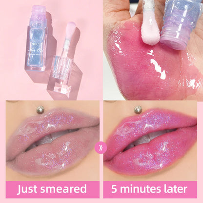 Aceite Labial Mágico QIBEST Cambia de Color – Brillo Hidratante, Bálsamo Transparente, Efecto Brillante e Impermeable
