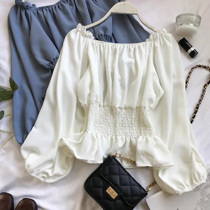 Blusa de Chifón con Hombros Descubiertos – Elegancia Juvenil