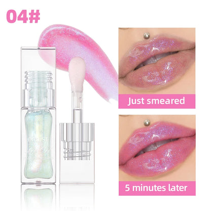 Aceite Labial Mágico QIBEST Cambia de Color – Brillo Hidratante, Bálsamo Transparente, Efecto Brillante e Impermeable